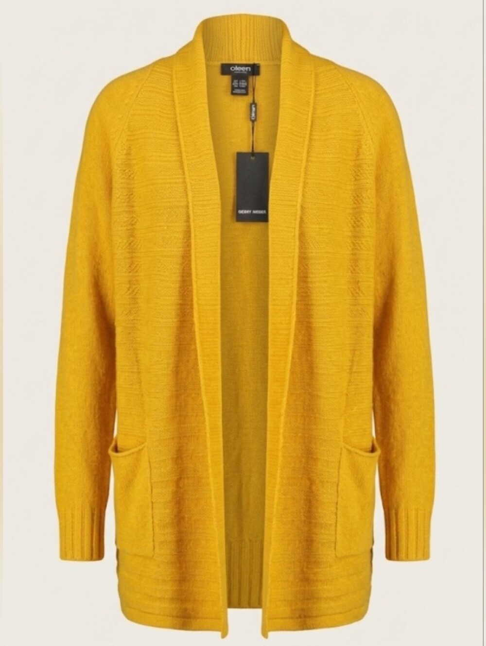 🆕️ Olsen Bright Mustard Yellow Open-Front Shawl Collar Cardigan